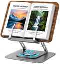 Aoviho Book Stand for Reading, 360° Rotating Book Holder with Page Clip by Aoviho