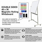 Mobile Whiteboard on Wheels, 48"x36" Double-Sided Magnetic Dry Erase Board - Flipchart Easel for Office, Classroom & Home, Rolling Stand with Easy Flip Feature - Image 2