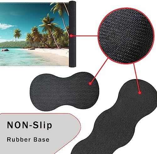 Keyboard Wrist Rest and Mouse Pad with Wrist Support Set Ergonomic Coaster,Memory Foam,Easy Typing Pain Relief,Large XL Desk Mat 31.5"x 11.8",Beach and Coconut Trees Design - Image 3