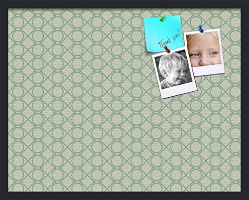 PinPix 28x22 inch Cork Bulletin Board. This Decorative Framed Pin Board Comes with Diamond Pattern in Green Design and Satin Black. Ideal for Home, Office Decor or School (PinPix-586) by PinPixBulletinBoards