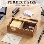 Threehoney Scalloped Acacia Wood Sticky Note Holder, 3x3 Wooden Sticky Notes Organizer for Note Pads, Paper Clip Storage, Decorative Post & Memo Pads Holder for Office, Home, Teacher Gift - Image 5