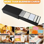Business Card Storage Box 6 Pack, Stackable Card Organizer with Pull-Out Drawers and 24 Sections, Holds Up to 3000 Cards, Black Corrugated Desktop Filing Boxes with Labels - Image 4