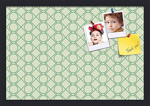 PinPix 22x15 inch Cork Bulletin Board. This Decorative Framed Pin Board Comes with Diamond Pattern in Green Design and Satin Black. Ideal for Home, Office Decor or School (PinPix-586) by PinPixBulletinBoards