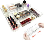 14 PCS Adjustable Clear Drawer Organizer Set - 3-Size Acrylic Storage Boxes for Makeup, Stationery, Kitchen Utensils, Tools & Bedroom Dresser Organization by Unknown