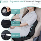 FLORICH Car Seat Cushion and Lumbar Support Pillow for Office Chair Car, Ergonomic Memory Foam, Relieves Back Sciatica Pain, Pressure-Relieving Back Support for Car, Office Chair & Wheelchair – Black - Image 2