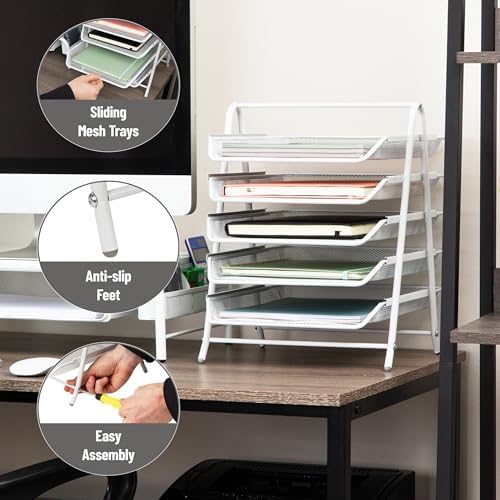 Mind Reader 5-Tier Paper Tray Organizer, White - Image 4