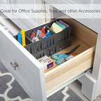 Simplify 2 Pack 4 Compartment Stackable Bin with Adjustable Dividers | Drawer Organizer | Storage Basket | Good for Office | Desk Supplies | Dorm |Bathroom | Accessories | Make Up | Grey - Image 3