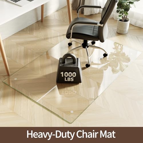 [Upgraded Tempered Glass] Koonmi 32" x 48" Office Floor Desk Chair Mat for Carpet & Hardwood Floor - Image 4