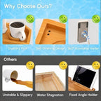Bamboo Hot Tub Tray with 360°Adjustable Phone Holder, Hot Tub Drink Holder - Image 5