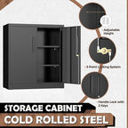 INTERGREAT Steel Storage Cabinet with Lock, Lockable Metal Storage Cabinets with 2 Adjustable Shelves, Black Counter Height Garage Cabinet - Image 4