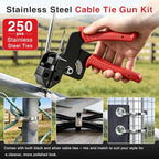 Geila Stainless Steel Cable Tie Gun Kit – 250pcs Metal Zip Ties with Adjustable Tensioning Tool, Heavy Duty Outdoor Fastening Set for Fencing, Exhaust Wrap, Gardening, Automotive - Image 3