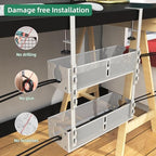 Multi-Model Under Desk Cable Management 2 Pack Metal Under Desk Wire Management Tray Clamp Mount Under Table Cord Management No Damage The Desk White - Image 6