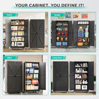 Wide & Deep Metal Storage Cabinet with Wheels,72 inch Tall Rolling Garage Storage Cabinet,Metal Cabinets with Wheels and Shelves, Deep Heavy Duty Tool Cabinet for Garage,Home,Office,Shop (Black) - Image 3