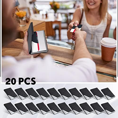 Yexiya 20 Pieces PU Leather Business Card Holder with Magnetic Closure Stainless Steel Slim Wallet Case for ID Credit Card Women Men(Black) - Image 6