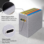 4 Pack Letter Size File Storage Box Collapsible, Fabric Hanging File Folders Organizer, Portable Office Document Holder with Metal Handle, Smooth PVC Rails, Gray - Image 4