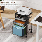 Sbanmao Rolling File Cart with 3 Drawers, Filing Cabinet, Hanging Folder Holder Organizer with Wheels, Under Desk Storage Utility Cart, File Cabinet Printer Stand for Home Office, Black - Image 7