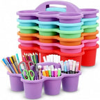 6 Pack Classroom Caddy With Handle for School Supplies, Rainbow by Yakydesign