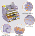 YINGHUA 5-Tier Mesh Desk Organizer, Letter Tray - Purple - Image 5