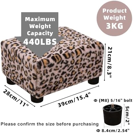 CAROLMADE Small Foot Stool Ottoman Footstool with Legs Under Desk Footrest for Living Room Bedroom and Office, Faux Fur Pink - Image 3