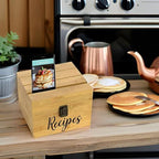 4"x6" Recipe Card Storage Box Phone/Tablet/Card Holders on Top Bamboo Wood Chest - Image 2