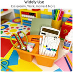 6 Pack Classroom Caddy with Handle, Plastic Storage Caddy Organizer with 3 Compartments, Desk Caddies Portable Storage Bin for Pencil, Crayon, Marker, Home, Office, Classroom Supply, Rainbow Colors - Image 6