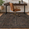 JTJ 5x6 Office Rug, Dark Brown Vintage Floral, Washable Non Slip by JTJ