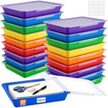Tinlade 24 Pcs Classroom Paper Storage Bins with Lids, Rainbow, 13x10in by Tinlade