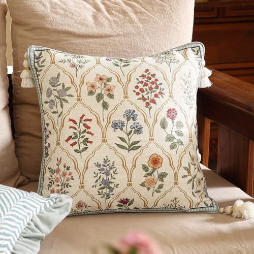 ISAENNE Designer Linen Throw Pillow Cover,Set of 2,18"x18"-Serenity B - Image 2