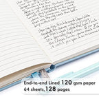 feela 12 Pack Notebooks Journals Bulk, Hardcover Notebook Classic Ruled Lined Journals with Pen Holder for Women Girls School Business Supplies, with 12 Black Pens, 120 GSM, 5.1”x8.3”, A5, Light Blue - Image 3