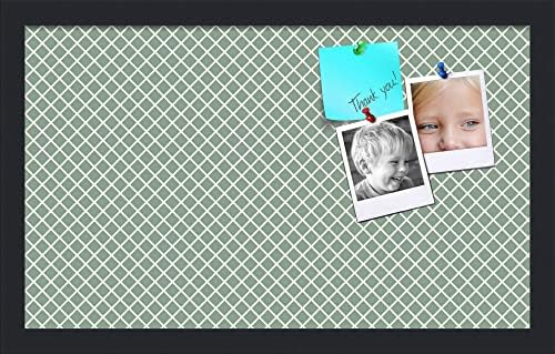 PinPix 20x12 inch Cork Bulletin Board. This Decorative Framed Pin Board Comes with Diamond Pattern in Nile Green Design and Satin Black. Ideal for Home, Office Decor or School (PinPix-380) by PinPixBulletinBoards