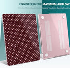 DONGKE Compatible with MacBook Pro 16 Inch Case (2026-2021 Release, M5 M4 M3 M2 M1 Pro/Max Chip), Plastic Hard Shell with Keyboard Cover & Screen Protector for MacBook Pro 16", Burgundy Polka Dots - Image 4