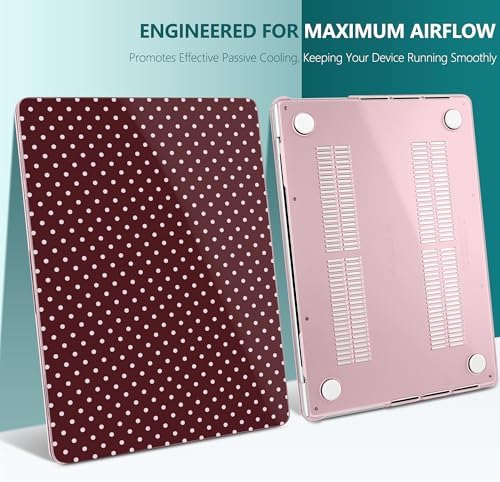 DONGKE Compatible with MacBook Pro 16 Inch Case (2026-2021 Release, M5 M4 M3 M2 M1 Pro/Max Chip), Plastic Hard Shell with Keyboard Cover & Screen Protector for MacBook Pro 16", Burgundy Polka Dots - Image 4
