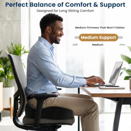 BlissTrends Memory Foam Seat Cushion for Office Chair & Car Seat, Black - Image 2
