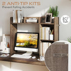 DREAMADE Desktop Bookshelf, 3-Tier Desk Shelf with 5 Racks, Grey - Image 6