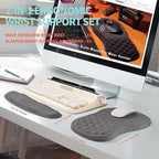 2-in-1 Ergonomic Set, Wave Rise Keyboard Wrist Rest and Massage Bulge Slope Mouse Pad Wrist Support, Cushion Memory Foam Integrated to Relieve Wrist Pain, Deep Gray - Image 5