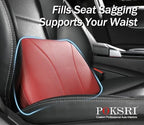Genuine Leather Lumbar Support Pillow,Back Pain Relief Cushion,fits Tightly Around Waist,Real Cowhide,Memory Foam,fit Car Drive,Office Chair,Rest seat,Improve Posture,Portable,15.5''Lx 8.7''H - Image 2