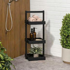 happimess Tilly 30" 3-Tier Acacia Freestanding Shower Caddy, Black - Image 7