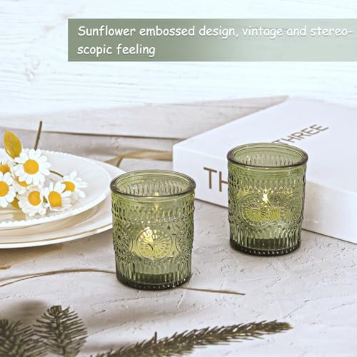 36 Pcs Green Glass Votive Candle Holders, Tealight Candle Holders for Table Centerpieces, Vintage Candle Holder Bulk, Boho Wedding, Home, Bridal Shower, Birthday Party Table Decor (Green) - Image 6