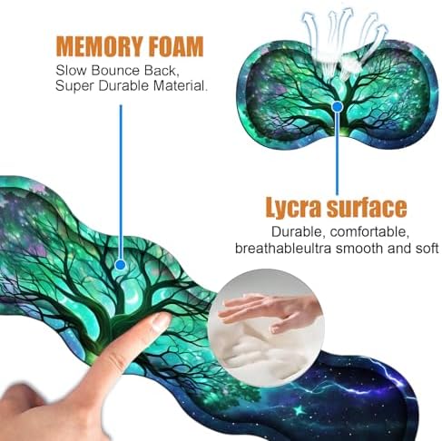4 in 1 Ergonomic Keyboard Wrist Rest & Mouse Pad Wrist Rest Set, Large XXL Gaming Desk Mat 31.5"x 11.8" with Non-Slip Base, Memory Foam for Home Office Study Gaming, Tree of Life - Image 5