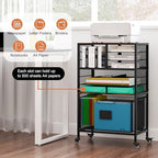 EasyPAG Rolling Cart with Storage Drawer, Under Desk Filling Cabinet with Mail Sorter, Pull Out Hanging File Rack for Letter Size Folders, Mobile Utility Craft Cart for Home Office, Black - Image 5