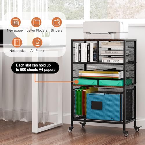 EasyPAG Rolling Cart with Storage Drawer, Under Desk Filling Cabinet with Mail Sorter, Pull Out Hanging File Rack for Letter Size Folders, Mobile Utility Craft Cart for Home Office, Black - Image 5