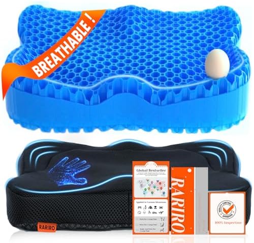 Breathable Honeycomb Gel Seat Cushion, Pressure Relief Cushion Long Sitting by RARIRO
