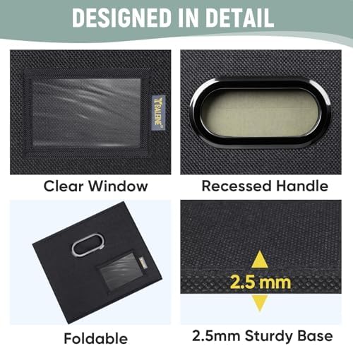 BALEINE File Organizer Box with Lid, Collapsible File Folder Organizer with Plastic Slide, Filing Box for Office Home Document Organizer Storage (Black, 2PK) - Image 6