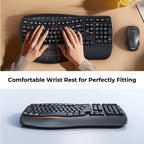 MEETION Wave Ergonomic Keyboard and Mouse Combo with Wrist Rest, Black - Image 3