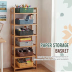 Geetery 6 Pack Classroom Storage Baskets with Handle 14''x10'' Paper Tray Holds A4 Turn in Trays Plastic Paper Baskets Desk Organizer Bin for Classroom, Library, Office, Home (Cottage Color) - Image 6