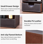 KINGFOM Pu Leather Desk Organizer Pen Pencil Holder Office Supplies Caddy Storage Box 6 Compartments with Drawer Brown - Image 3