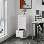 Fesbos 3 Drawers Vertical File Cabinets - 17.8" Deep Lockable Filing Cabinet - White Metal Storage Cabinets for Home Office to Hanging Files Letter/Legal/F4/A4 Size - Image 2