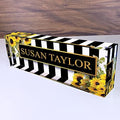 Artblox Office Desk Name Plate Personalized | Custom Name Plates on Acrylic Glass Decor | Office Desk Decor - Sunflowers Design - (8"x2.5") by Artblox