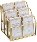 Hipiwe Mirrored Glass Business Card Display Holder, 6-Slots Gold Card Stand by Hipiwe