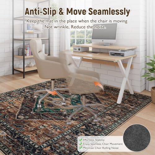 Anidaroel 5x7 Home Office Chair Mat for Hardwood Floor, Ant-Slip Computer Chair Mats for Rolling Chair, Office Floor Mat, Non Curling Chair Mats, Dull Brown - Image 4